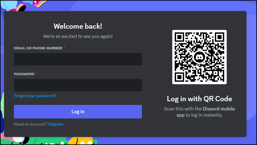 Discord Login Screen