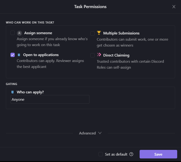 task permissions